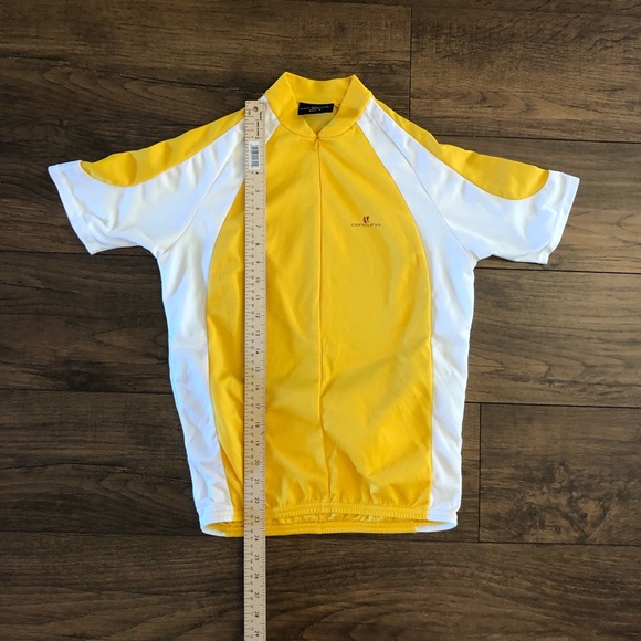 Concurve Mens Cycling Shirt Jersey Yellow White Size M 1/2 Zip Pockets - Picture 2 of 11